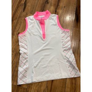 EP Pro size medium sleeveless golf shirt white with pink
